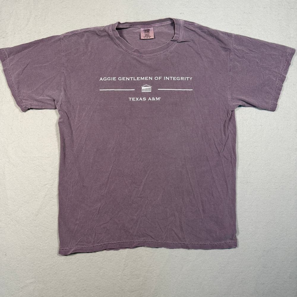 Comfort Colors Mens Texas A&M Aggie Gentlemen of Integrity T-Shirt Large Purple